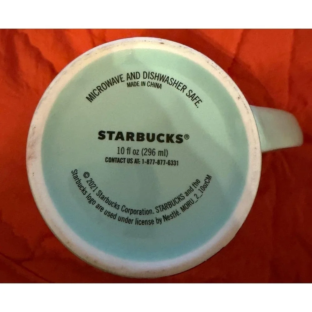 Starbucks 2021 Mint Green Floral 10oz Coffee Tea Cup Mug Mermaid Siren Logo EUC